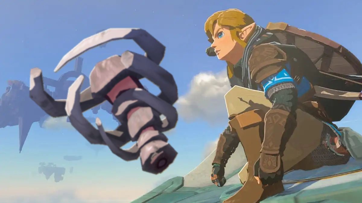 Link poses beside a Gibdo Bone.