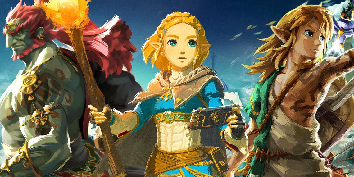Tears of the Kingdom Legend of Zelda with Ganondorf, Zelda, and Link featured in the image