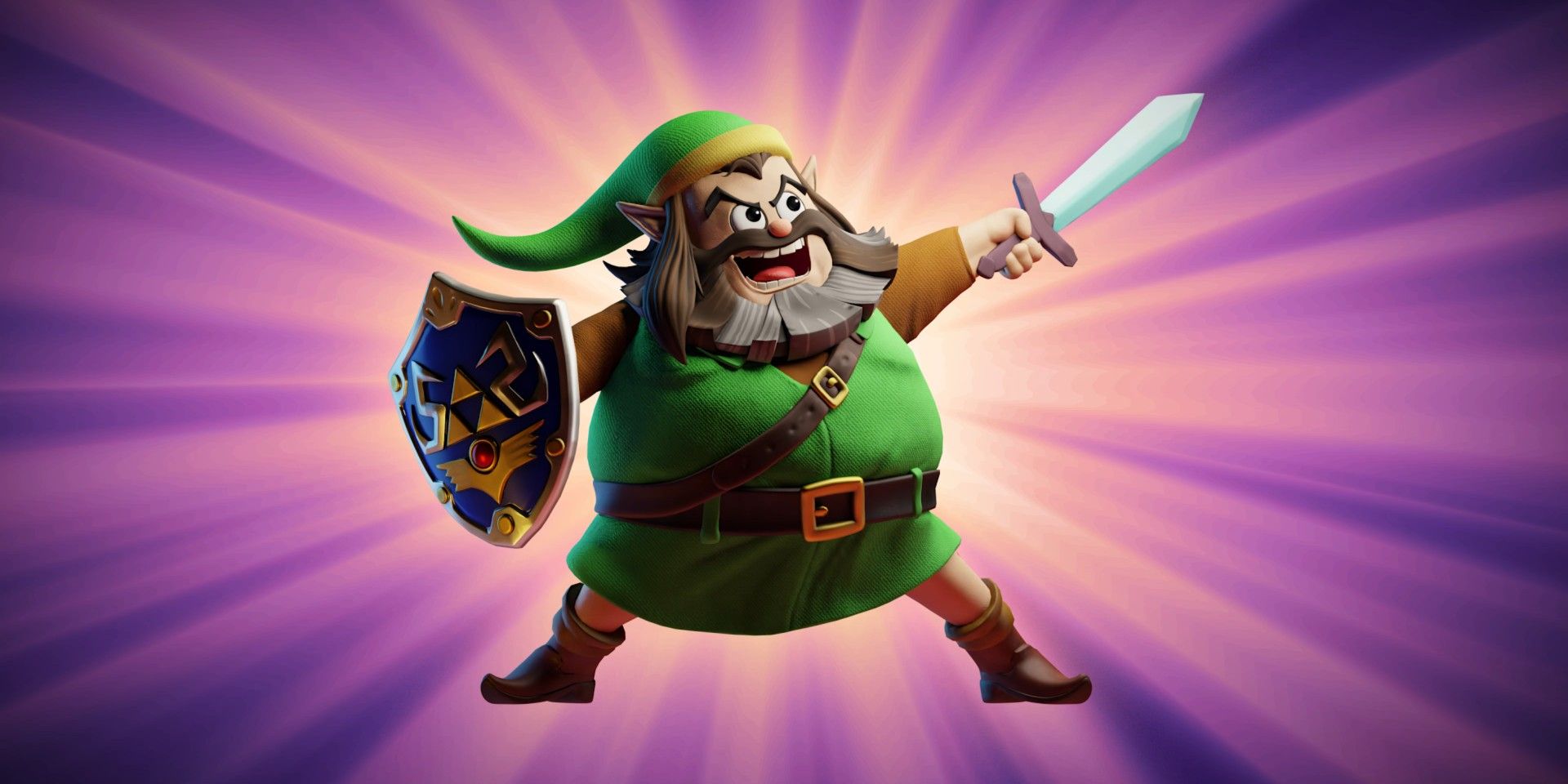 A screenshot from Tenacious D's Video Games song, featuring an animated version of Jack Black dressed as Link, from The Legend of Zelda.