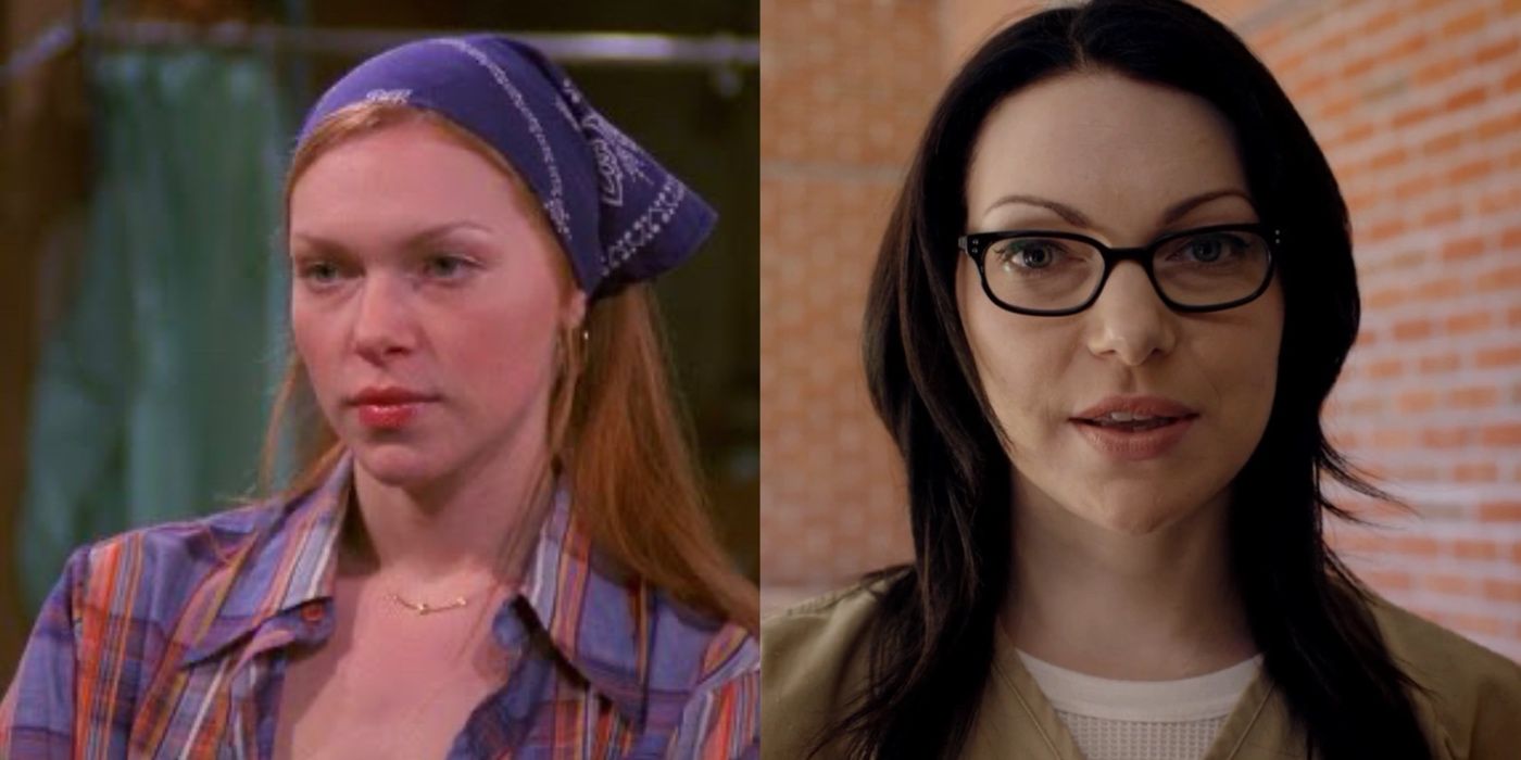 A split image of Laura Prepon from That '70s Show and Orange is the New Black 