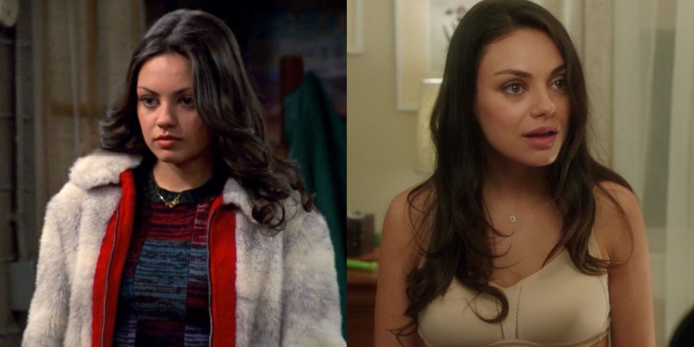 A split image of Mila Kunis in That '70s Show and Bad Moms 