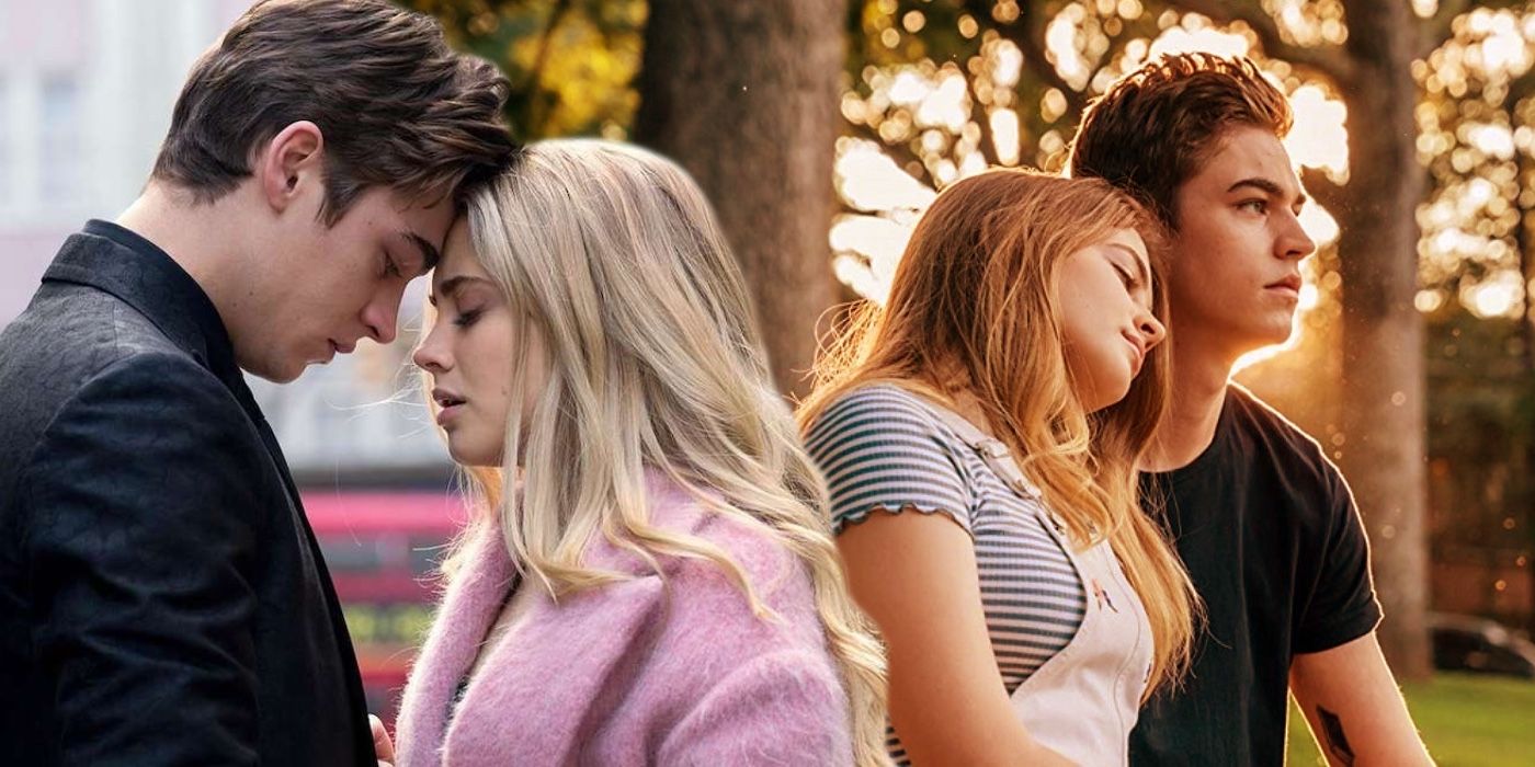 A composite image of Tessa and Hardin from various scenes in the After films series
