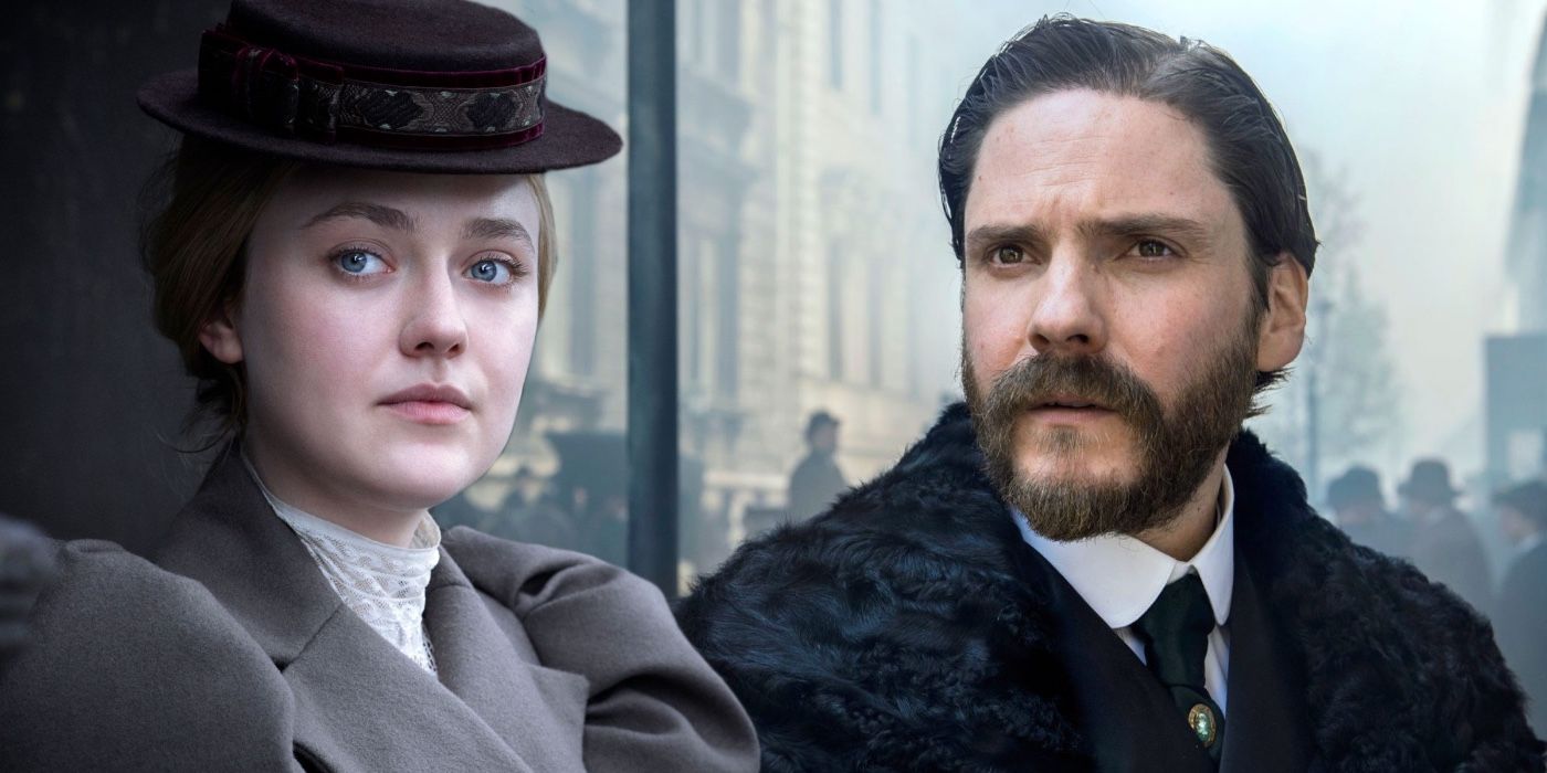 A composite image of Daniel Bruhl and Dakota Fanning from The Alienist 