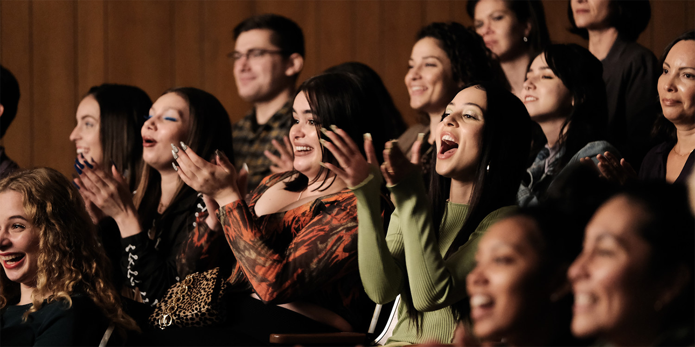 The cast of Euphoria in the season 2 finale clapping and cheering while watching the play
