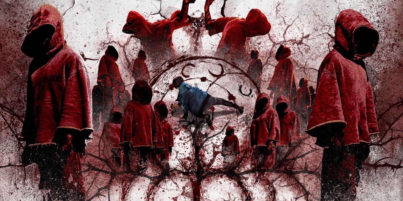 The Cursed Dead Man's Prey promo poster featuring robed characters