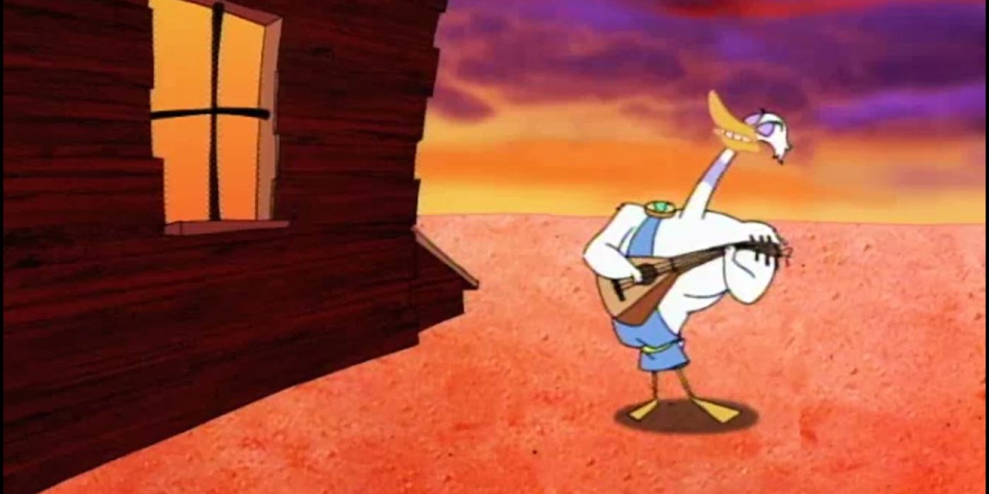 the goose god playing the guitar in Courage the Cowardly Dog
