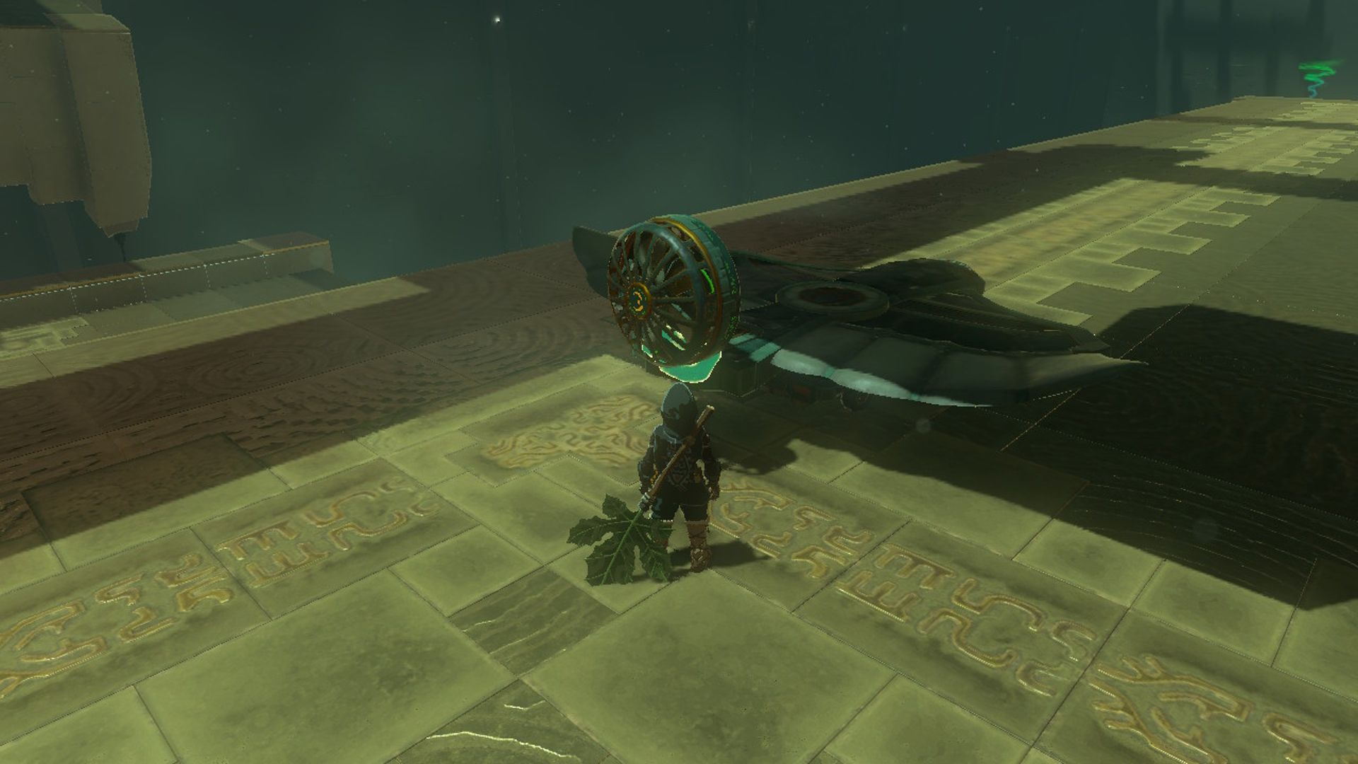 The Legend Of Zelda Tears Of The Kingdom Link Attaching Fan To Zonai Wing In Jirutagumac Shrine