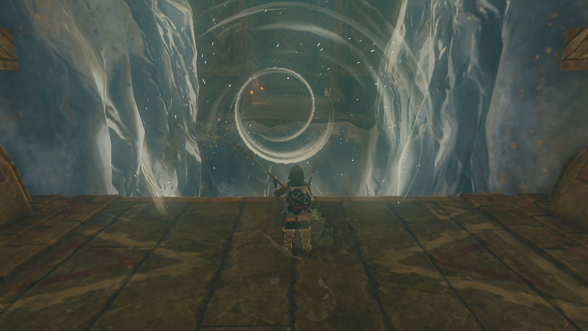 The Legend Of Zelda Tautan Air Mata Kerajaan Meluncur Melintasi Lorong Menggunakan Hembusan Untuk Mencapai Turbin Kuil Angin Keempat