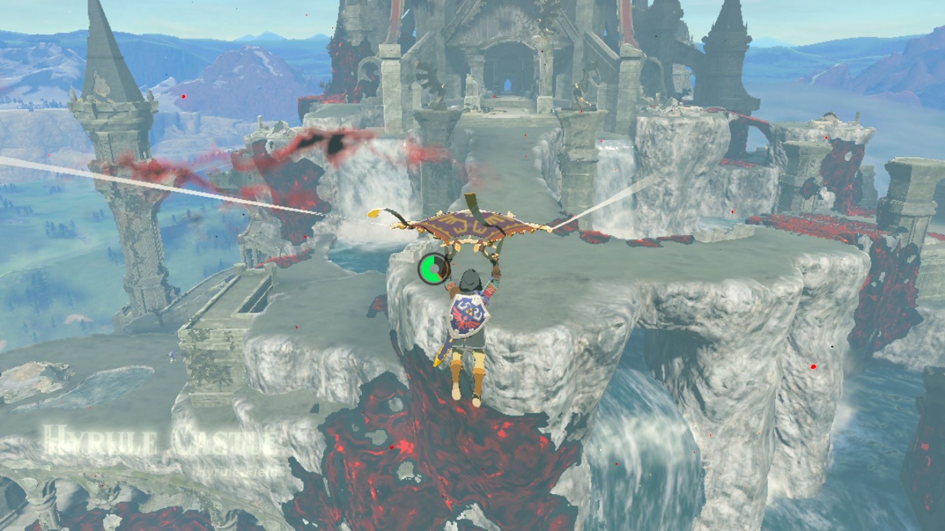 The Legend Of Zelda Tears Of The Kingdom Link Gliding Down To Hyrule Castle 1F Entrance