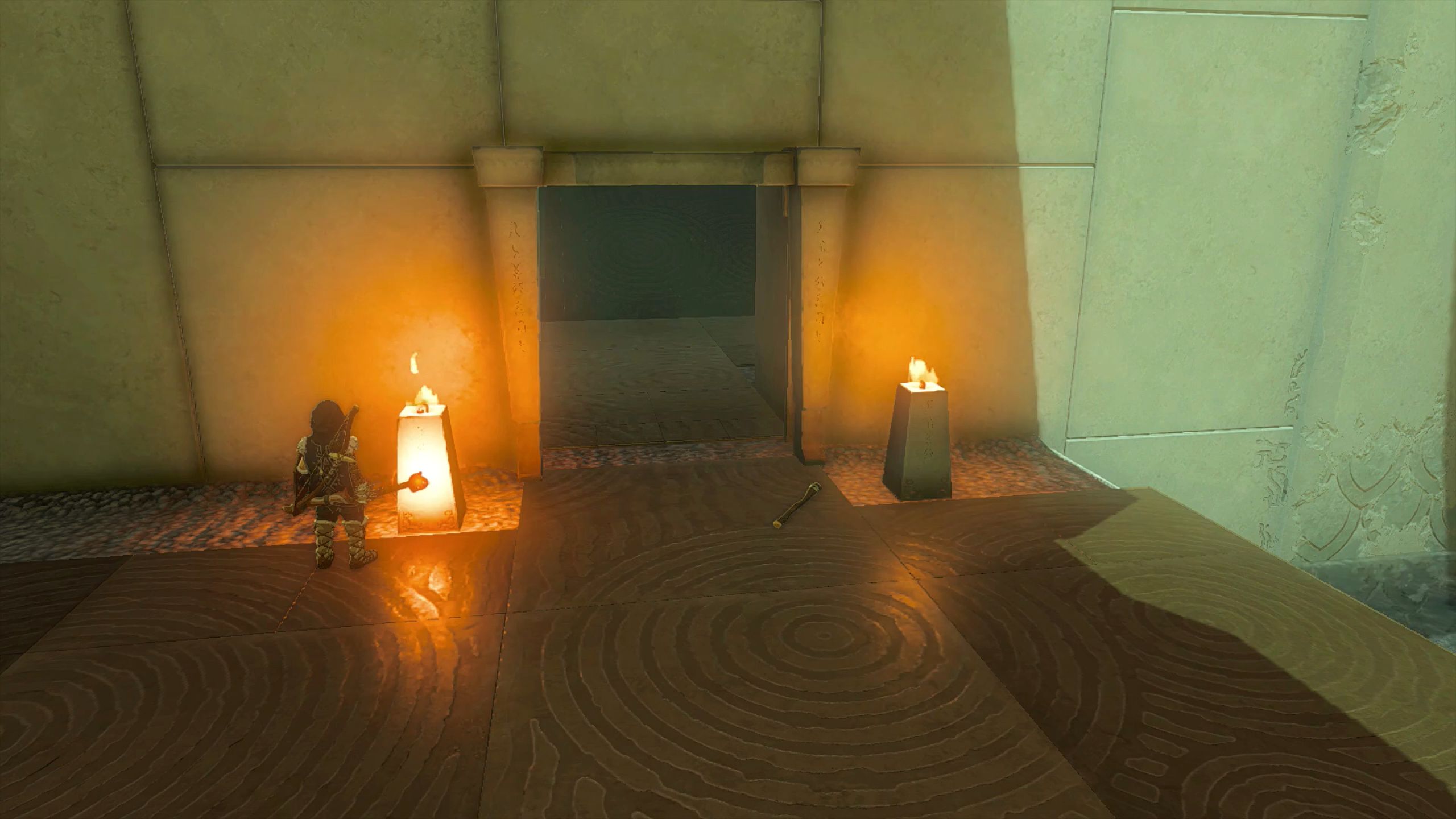 The Legend Of Zelda Tears Of The Kingdom Link Lighting Stone Braziers To Open Shrine Door In Sepapa Shrine
