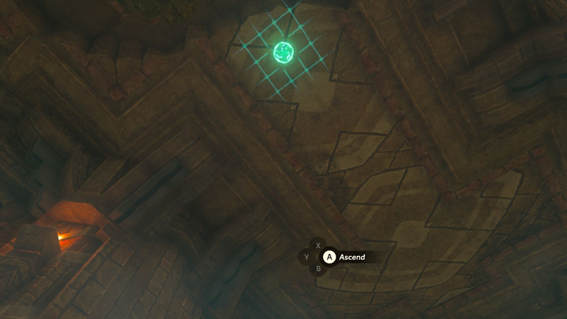 The Legend Of Zelda Tears Of The Kingdom Link Menggunakan Kemampuan Ascend Di Langit-Langit Untuk Mencapai Turbin Kuil Angin Keempat