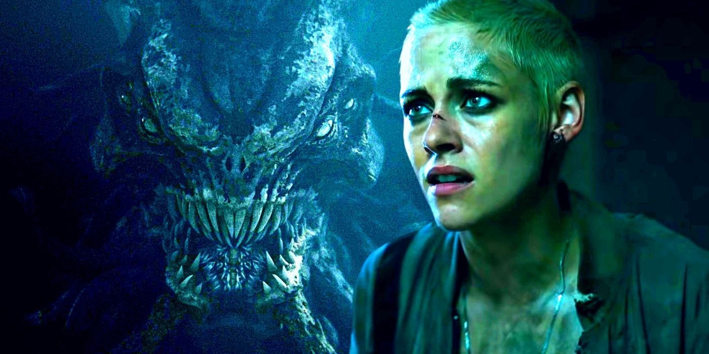 Kristen Stewart and the monster from 2020's Underwater.