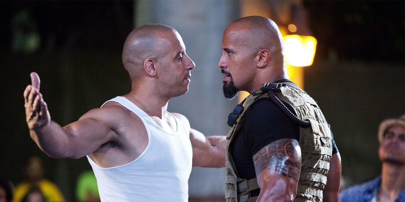 The Rock and Vin Diesel in The Fate of the Furious