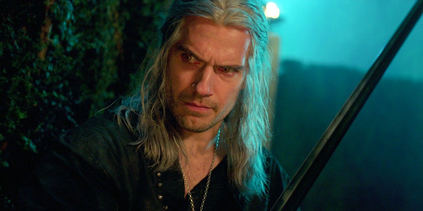 Henry Cavill as Geralt of Rivia wielding a sword in The Witcher Season 3