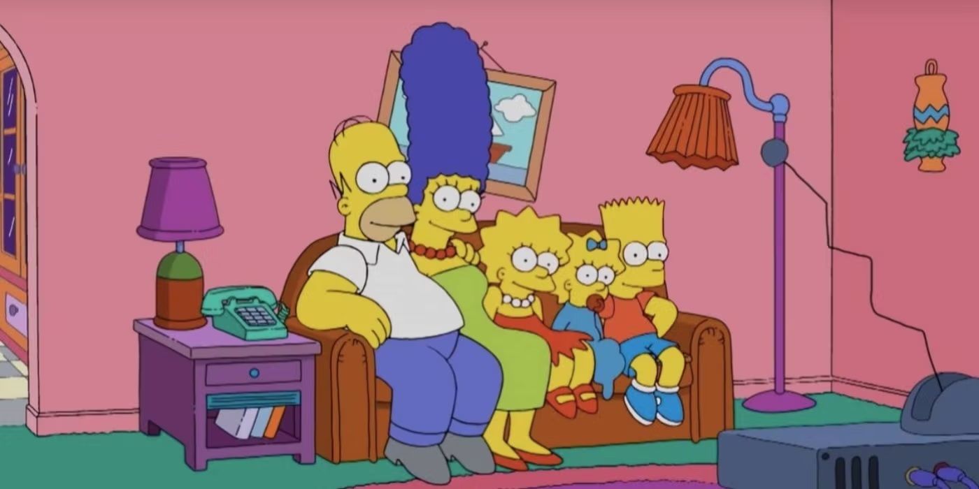 The Simpson family on the couch in The Simpsons