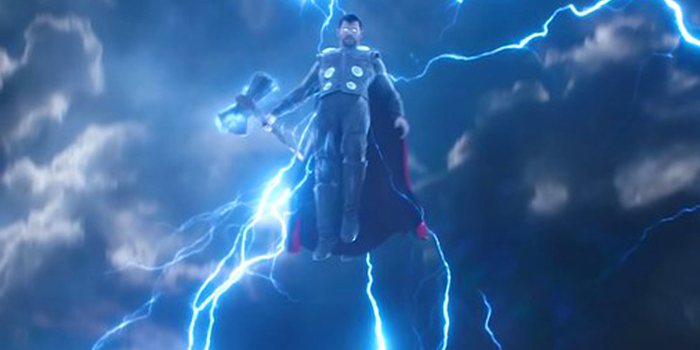 thor flying with stormbreaker