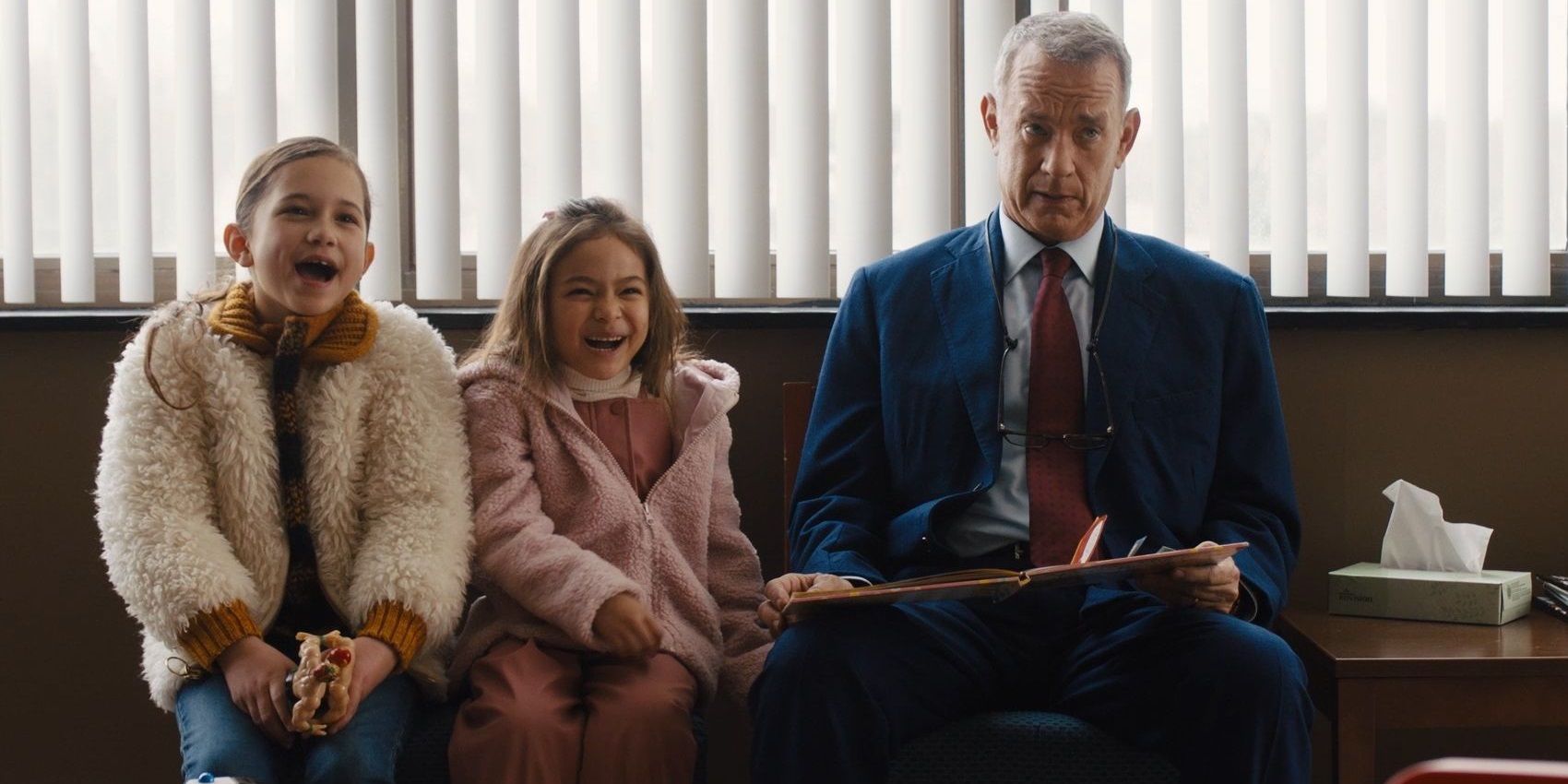 Tom Hanks with two girls in A Man Called Otto