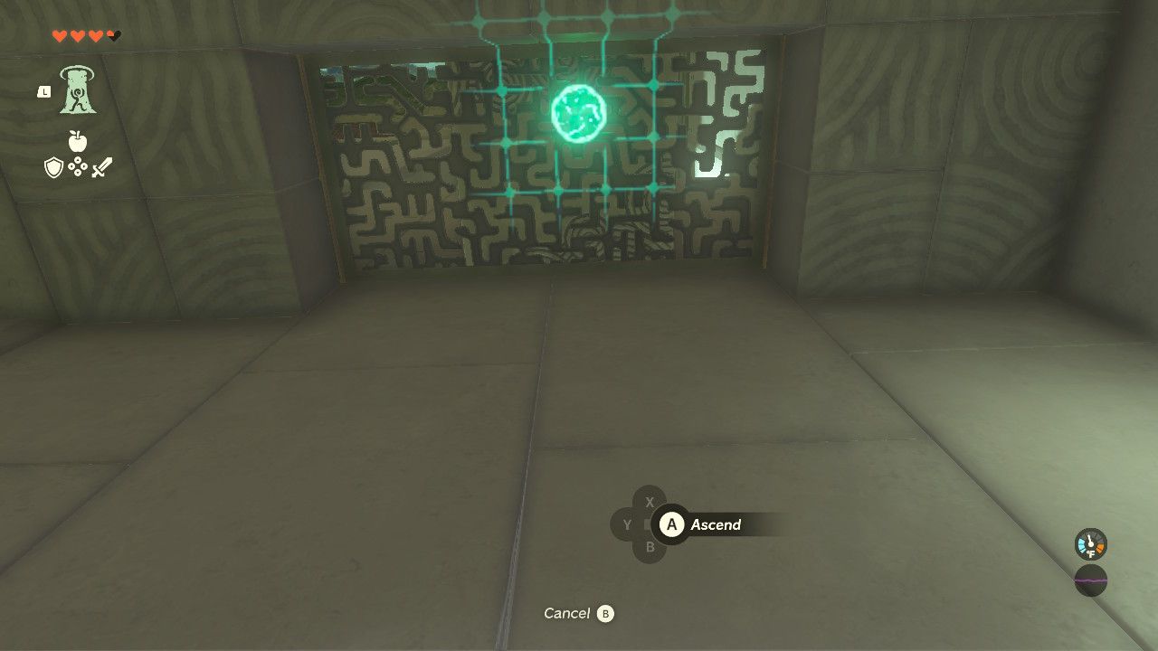 The ascension ability highlighted on a grate in the ceiling