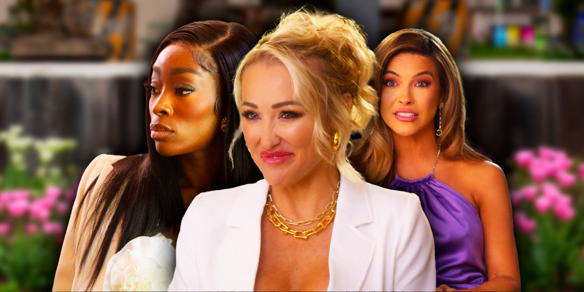  montage of Mary Fitzgerald, Chrishell and Chelsea Lazkani from Selling Sunset