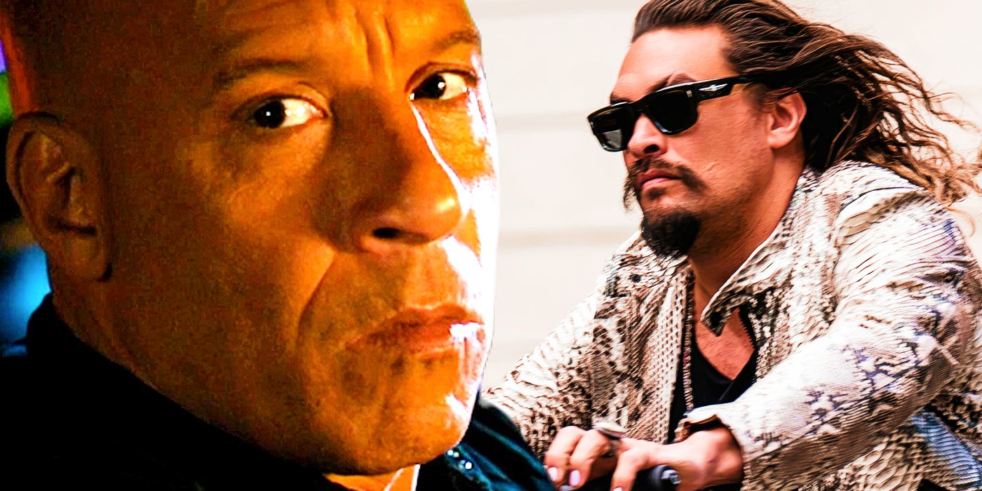 Vin Diesel as Dominic Toretto and Jason Momoa as Dante Reyes in Fast X