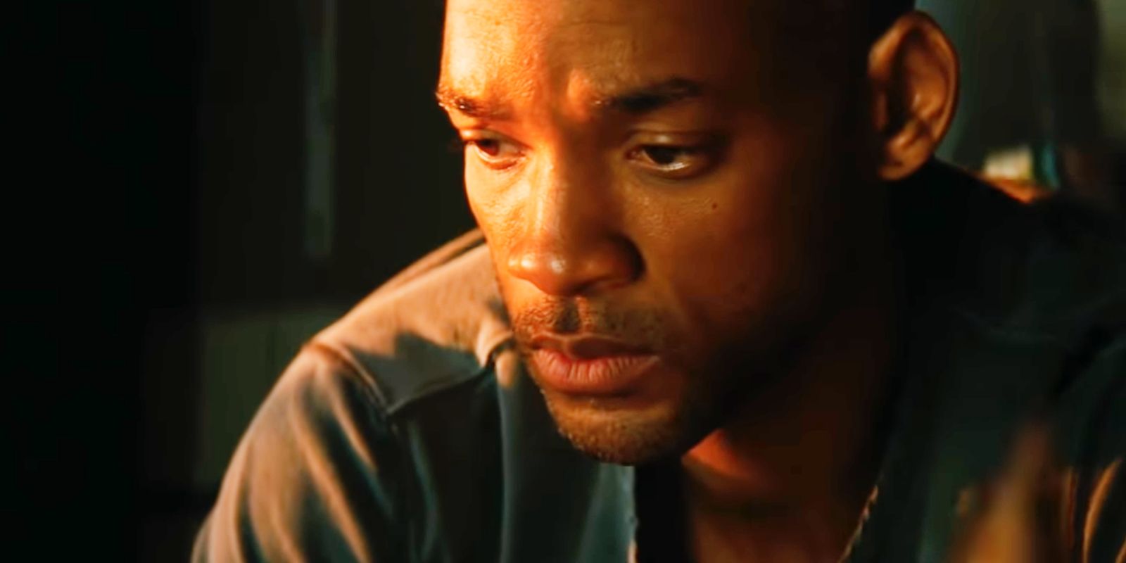 Neville (Will Smith) with a concerned look on his face in I Am Legend.