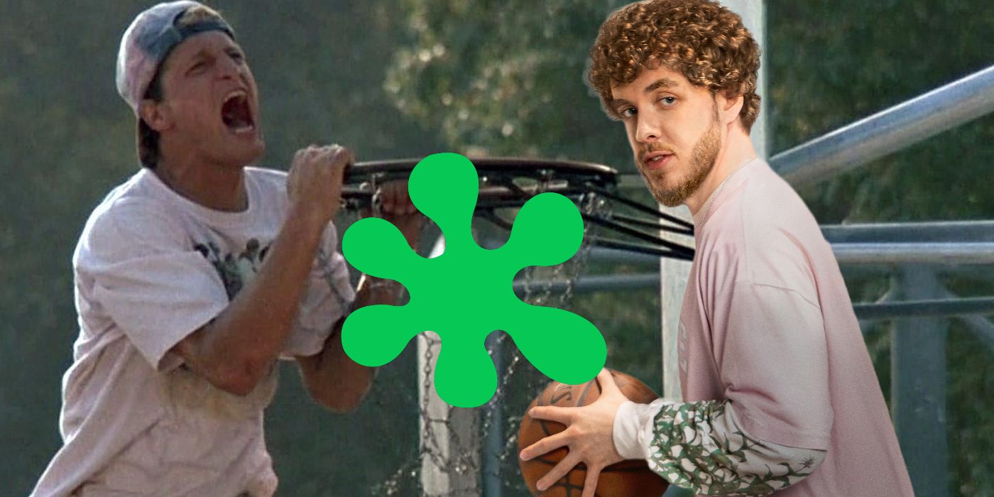Woody Harrelson and Jack Harlow from White Men Can't Jump Original and Remake with the Rotten Tomatoes Splat