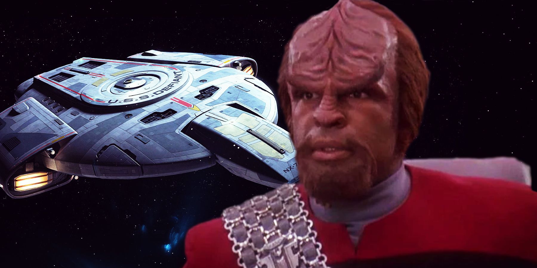 Collage of Commander Worf in Star Trek: Deep Space Nine and the Defiant