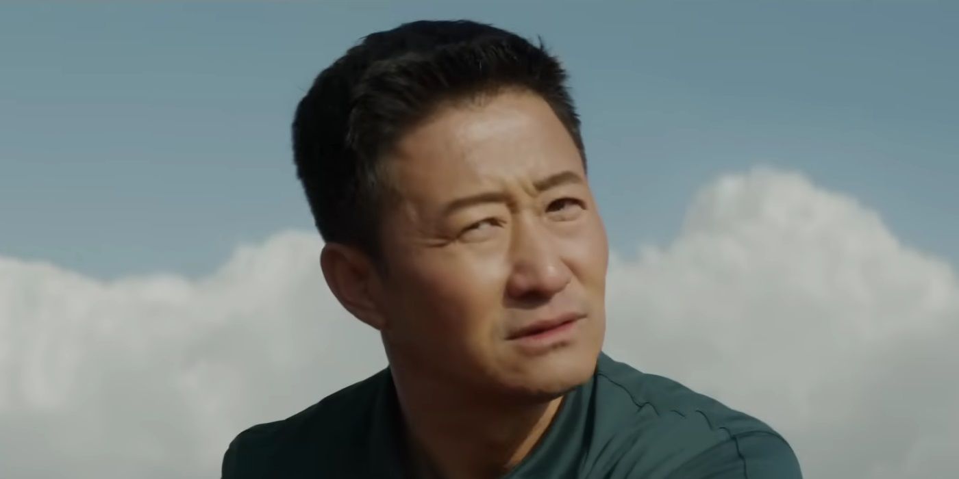 Wu Jing in the ocean in Meg 2 The Trench