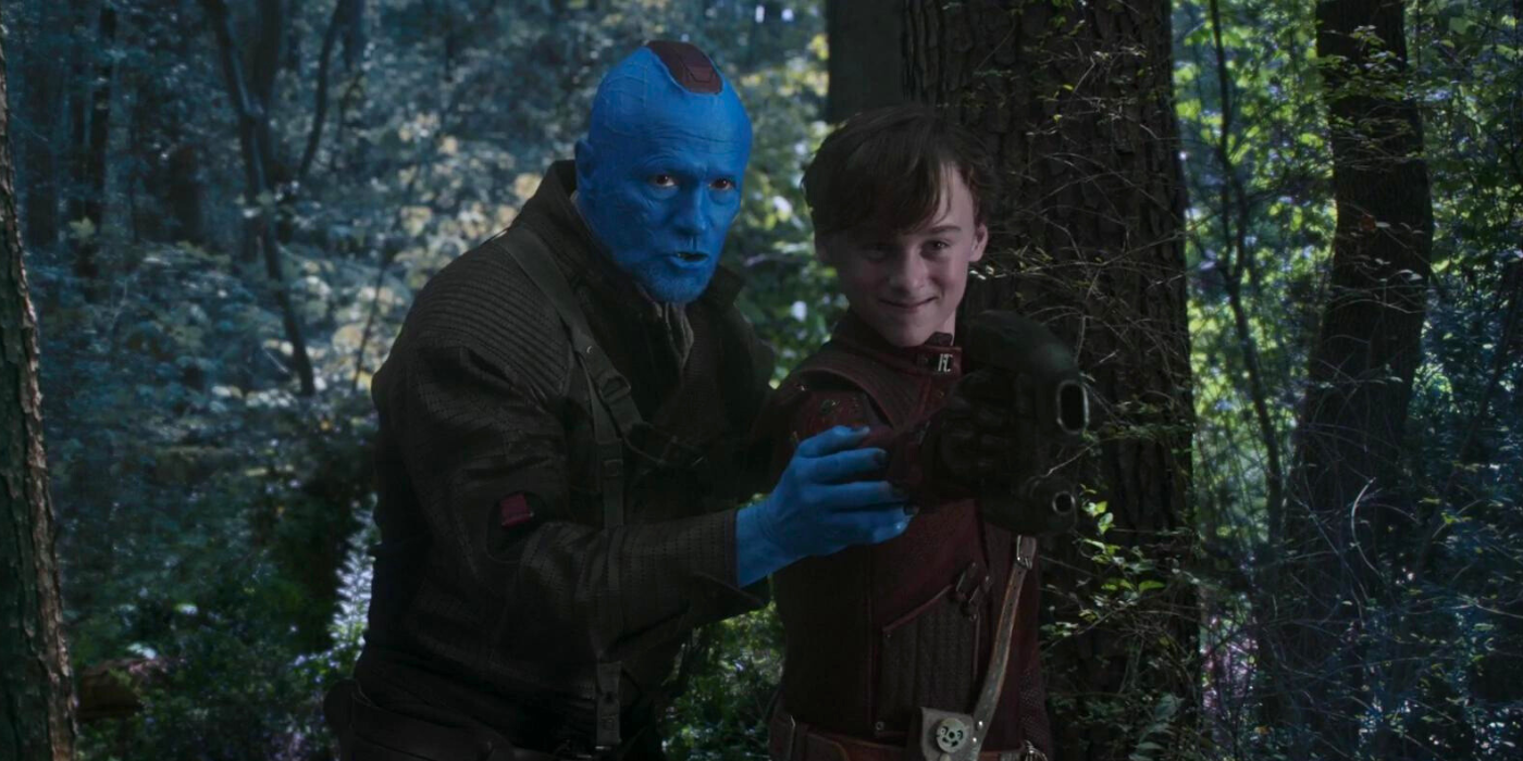 Yondu and Young Peter Quill in Guardians Of The Galaxy