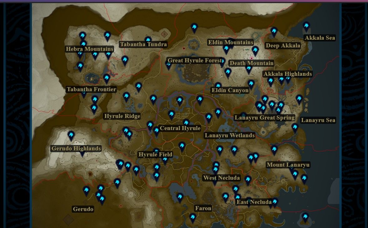 Zelda TOTK Bubbulfrog Locations Map
