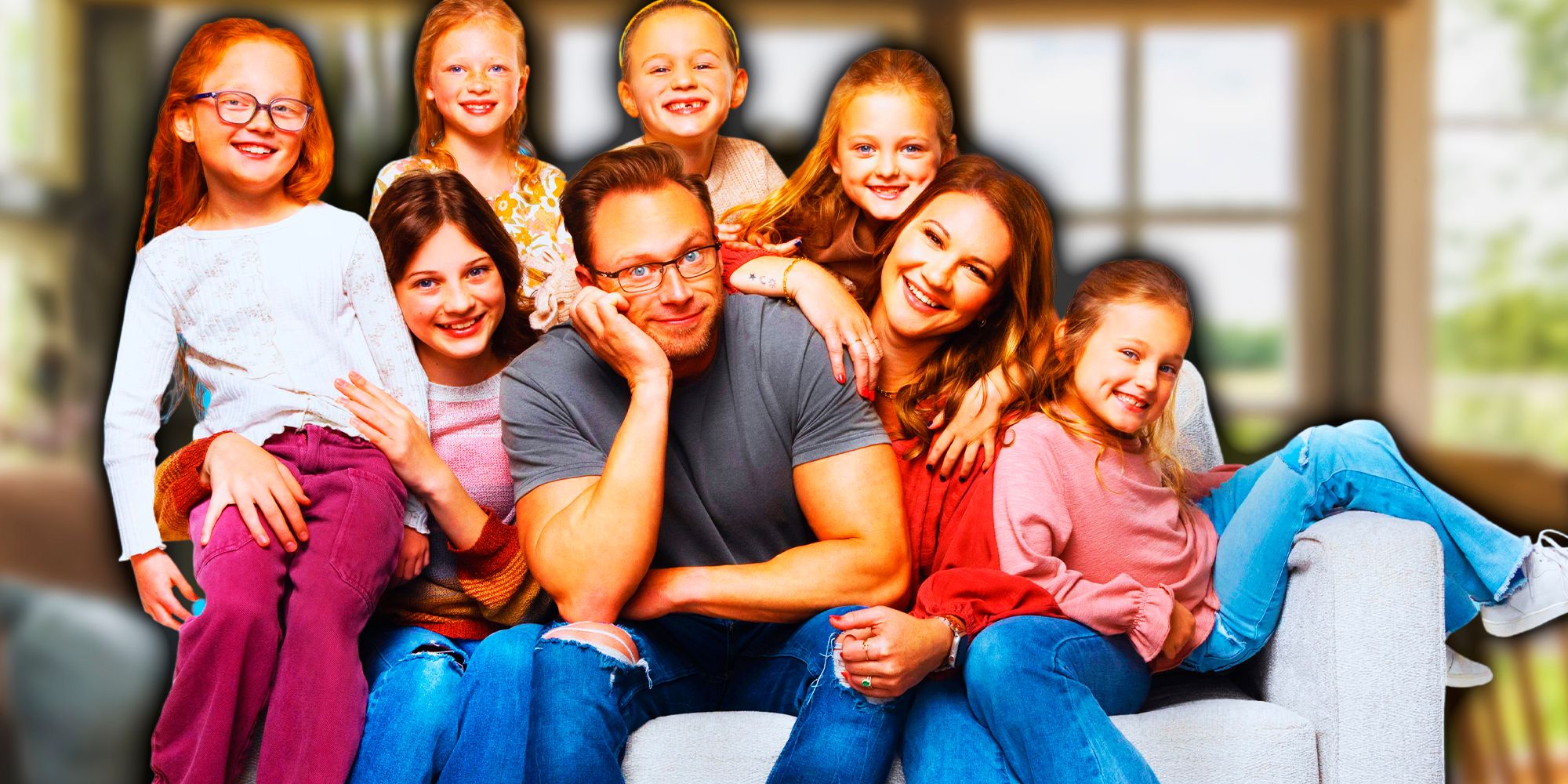 OutDaughtered Cast Adam, Danielle,  Blayke, Ava, Olivia, Hazel, Riley, and Parker in promo pic