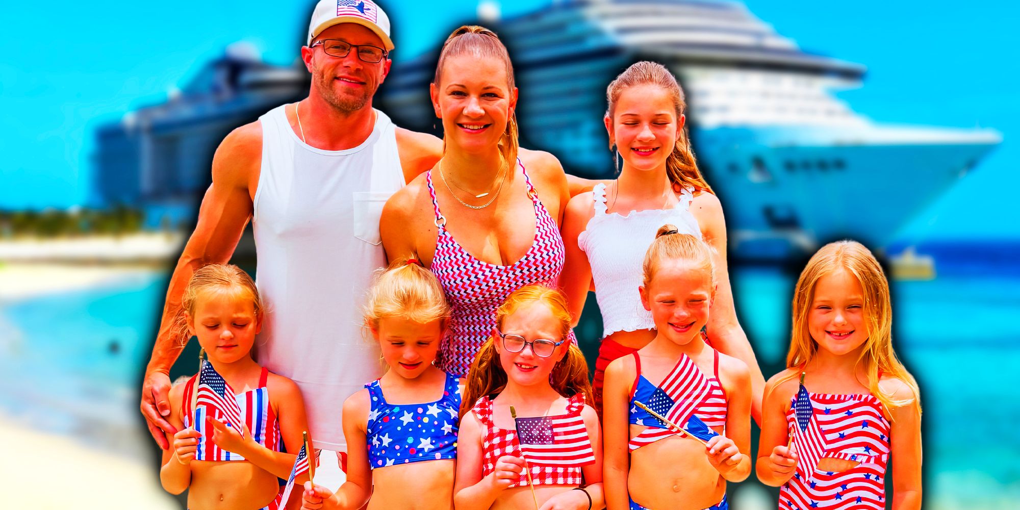 Outdaughtered Busby Family posing for a photo smiling