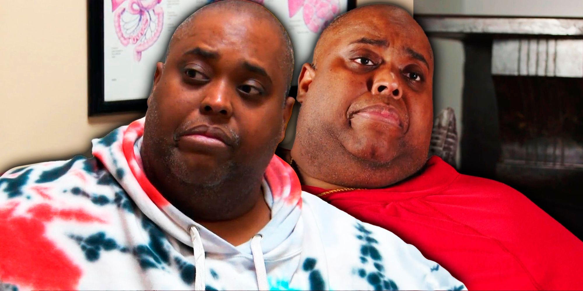 Imagens lado a lado de Larry Myers Jr., do My 600-Lb Life.