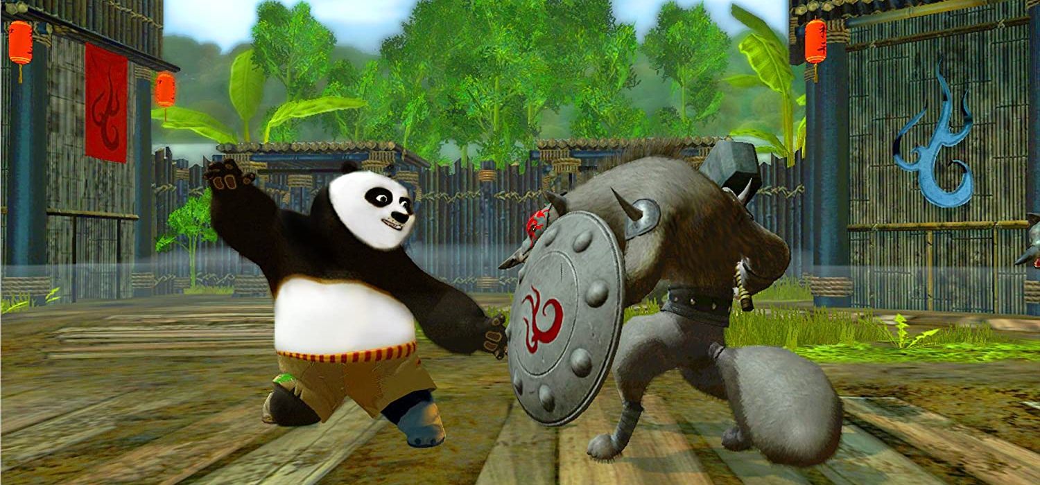 Po fighting an enemy in the PS3 version of Kung Fu Panda 2