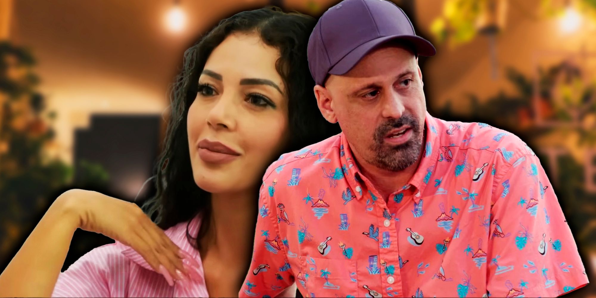 Jasmine and Gino from 90 Day Fiance montage jasmine smiling gino looking stressed