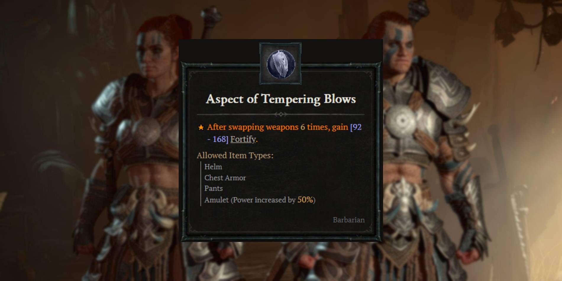 Diablo 4 Aspek Barbar dari Tempering Blows dari Codex of Power