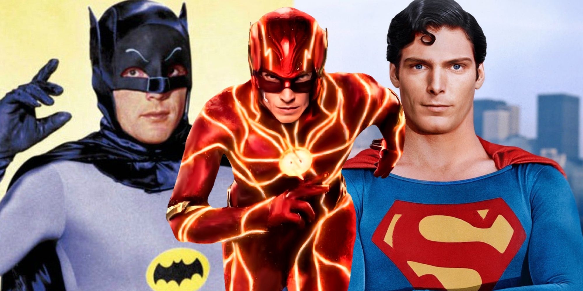 Adam West's Batman and Christopher Reeve's Superman in The Flash