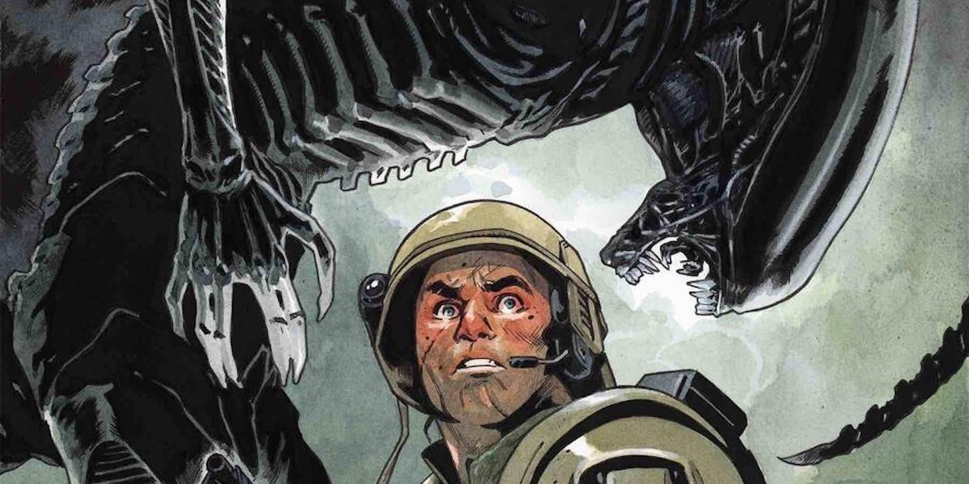 Alien: a Xenomorph and a soldier.