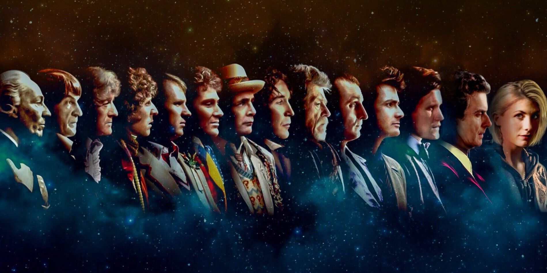 All incarnations of Doctors lined up in order in Doctor Who