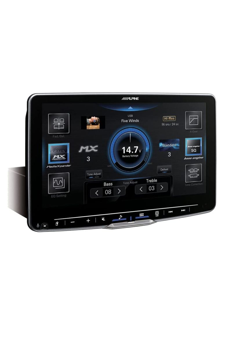 Alpine ILX-F511 Halo11 from a side angle showing the display and buttons