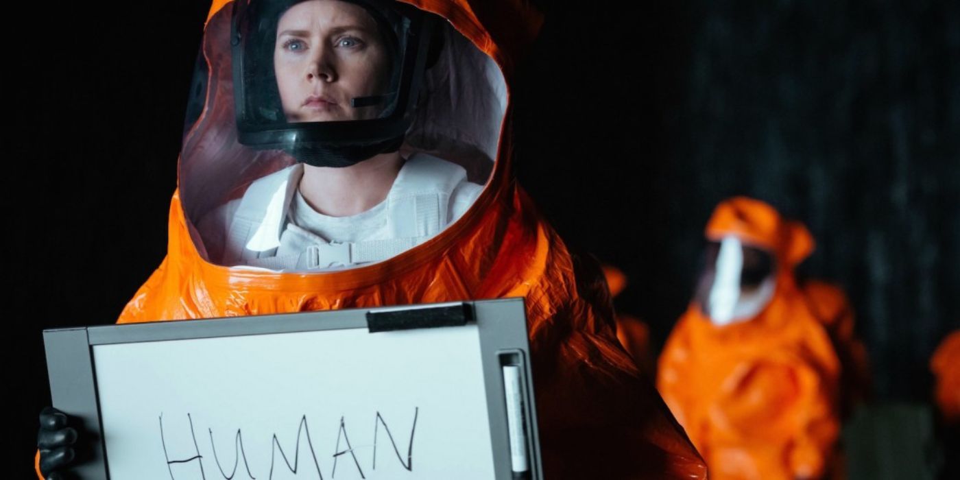 Amy Adams tries to communicate with the aliens in Arrival