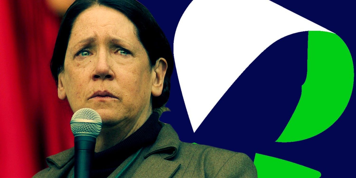 An image of Ann Dowd and a Handmaid in The Testaments