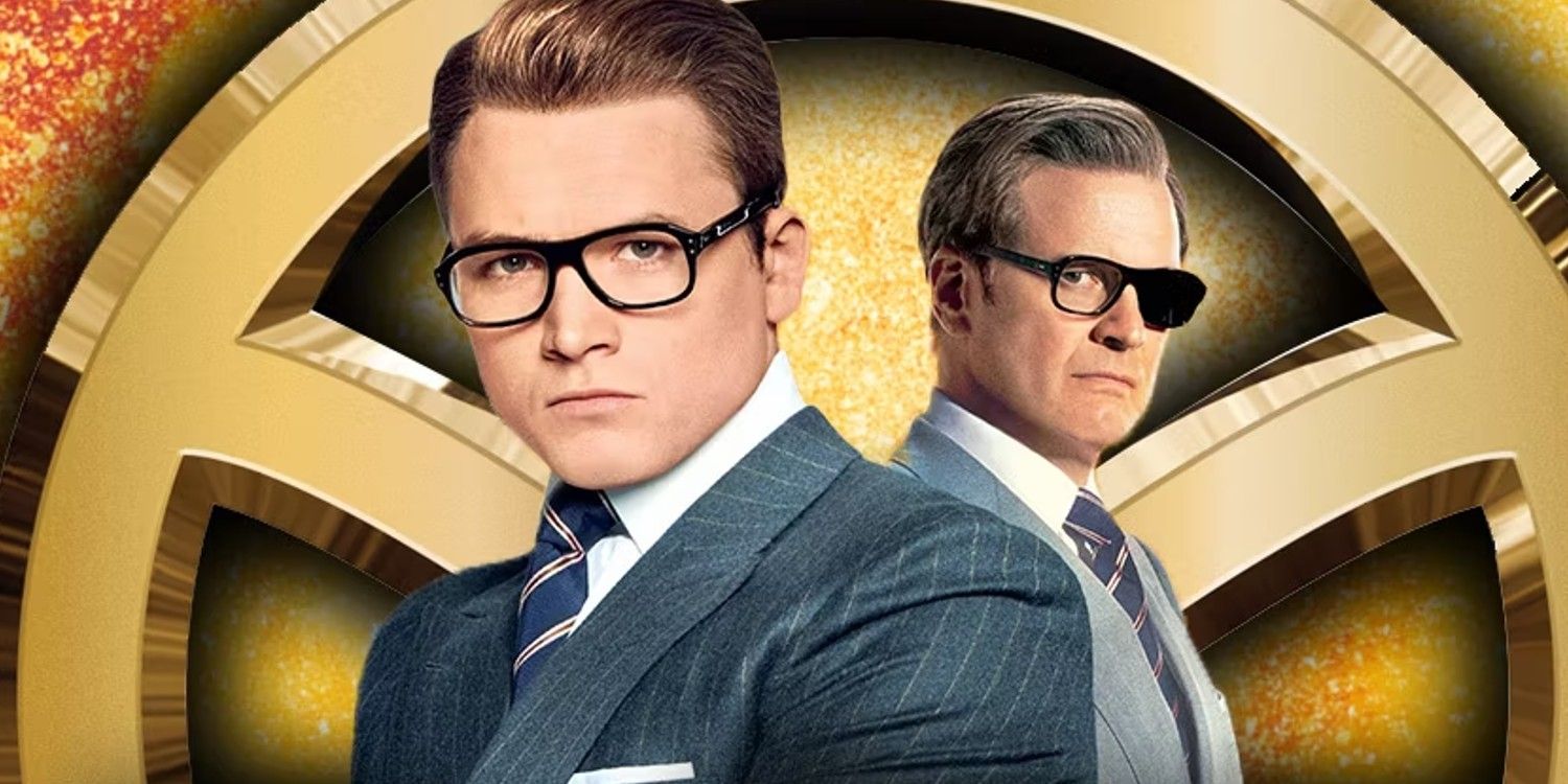 An image of Colin Firth and Taron Egerton in The Kingsman