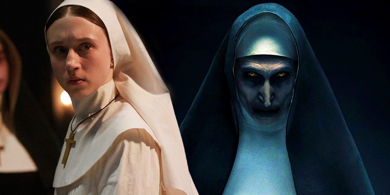 An image of Sister Irene looking scared and The Nun