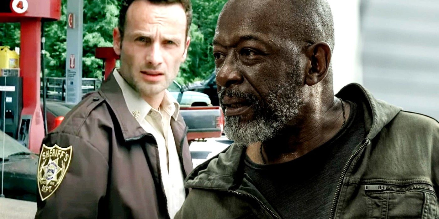 Andrew Lincoln as Rick Grimes and Lennie James as Morgan in Walking Dead