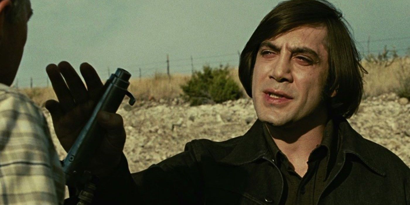 Anton threatens a target in No Country for Old Men