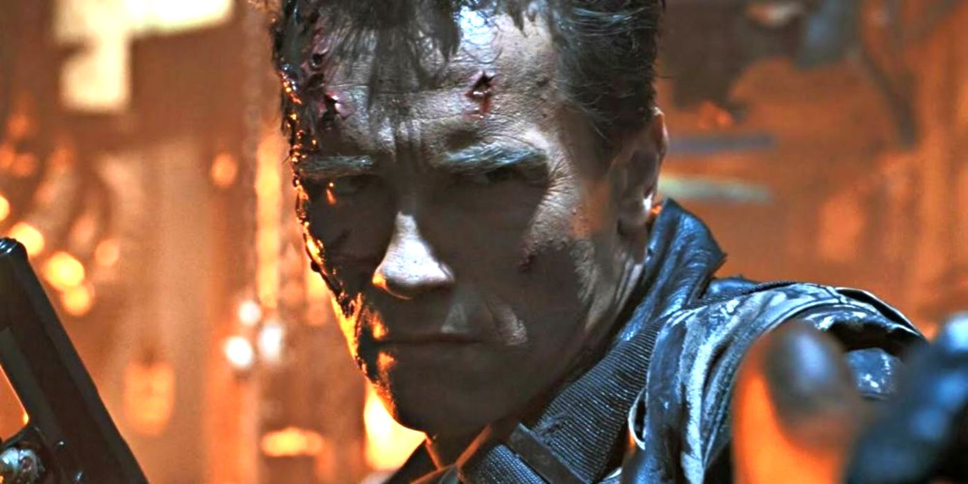 Arnold Schwarzenegger looking worse for wear in Terminator 2