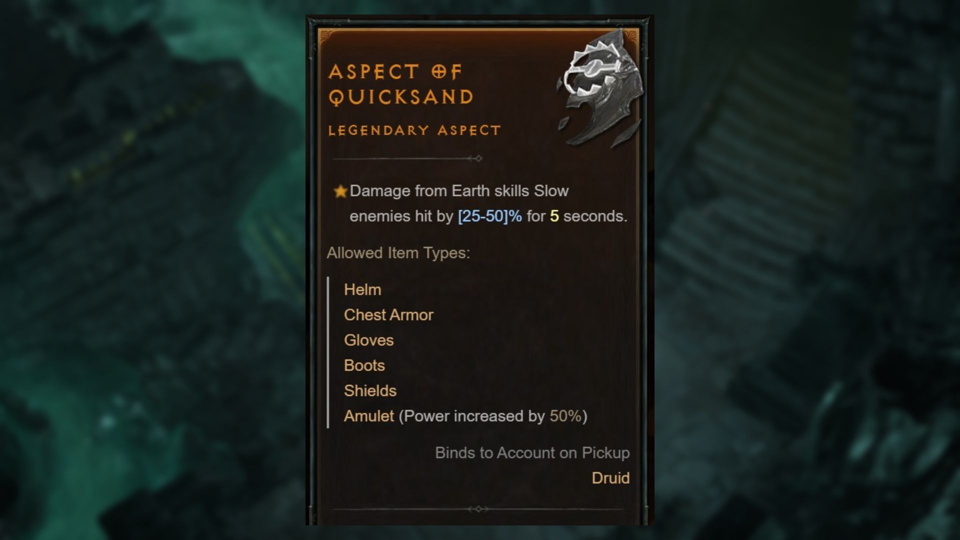 Aspect of Quicksand in Diablo 4