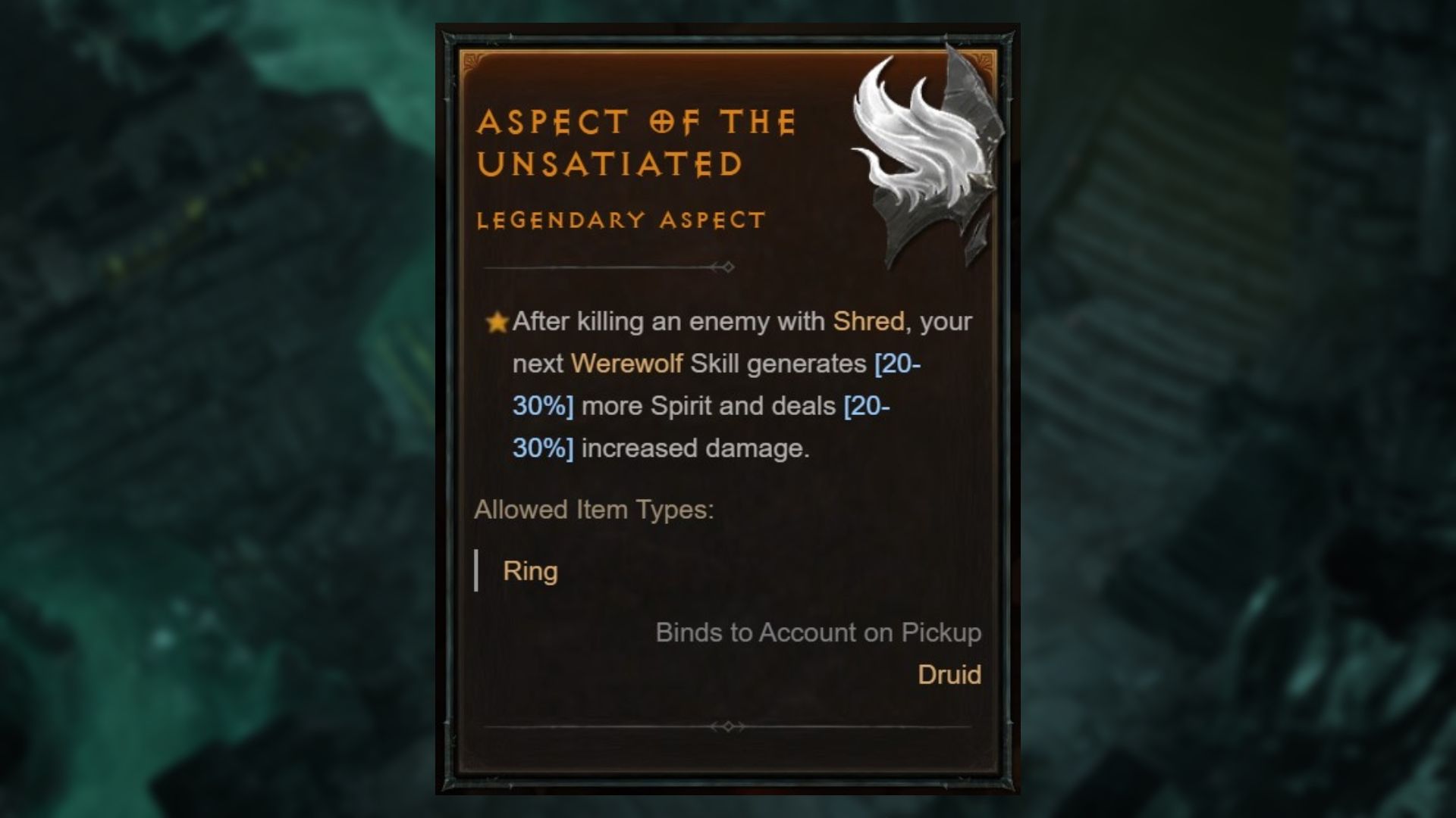 Aspect of the Unsatiated in Diablo 4