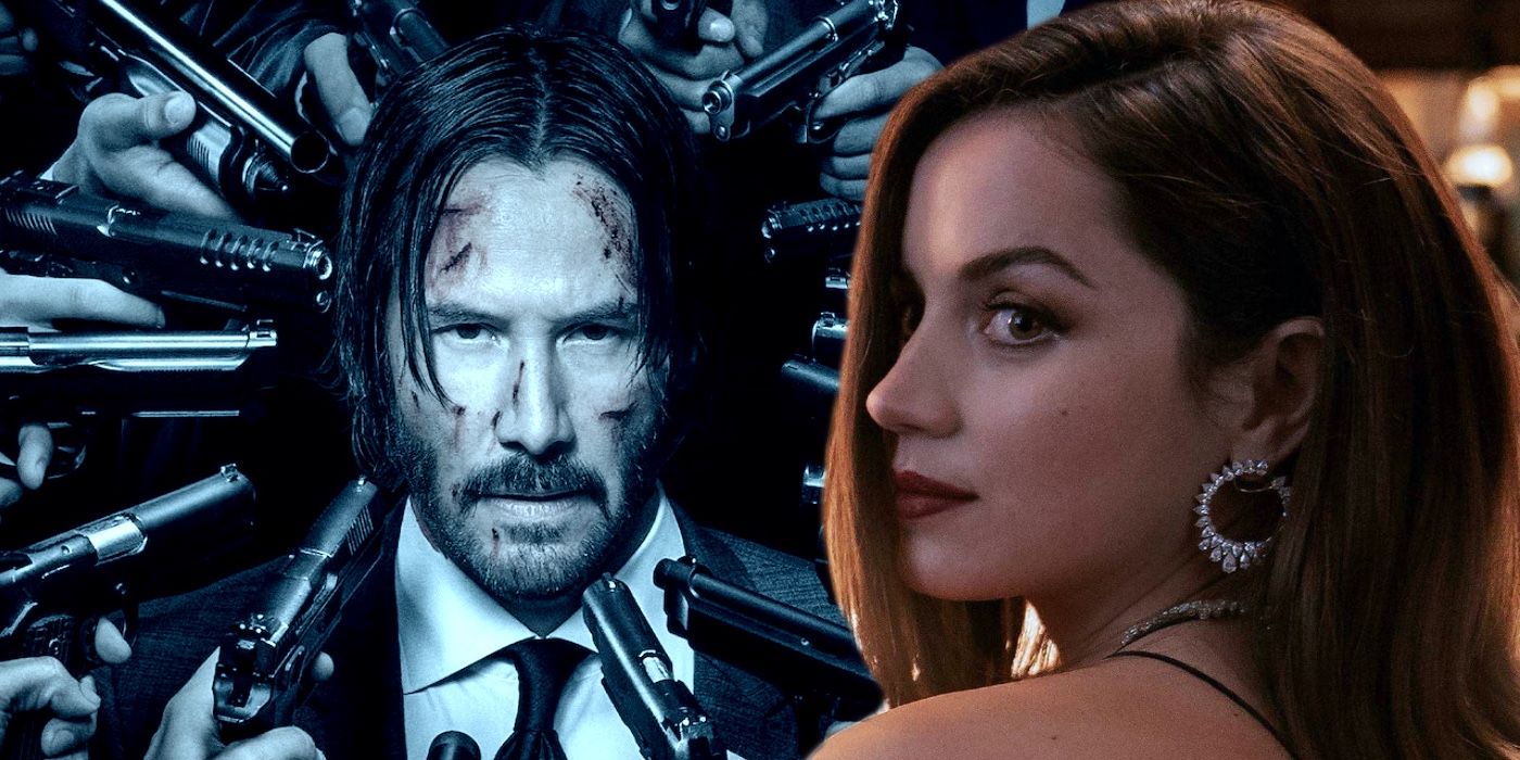 A composite image of Ana De Armas with Keanu Reeves from John Wick